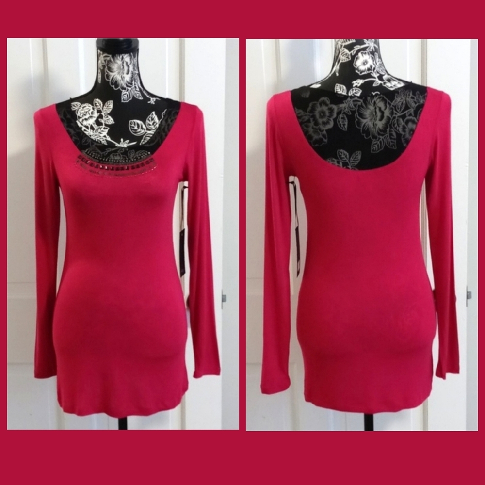 🆕️ 🖤BKE Boutique🖤 - Stretch Fuchsia L/S Top